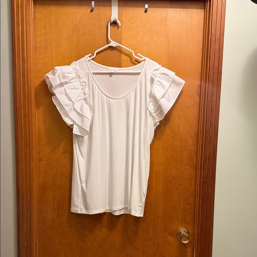 ODDY White Ruffle Sleeve Blouse
